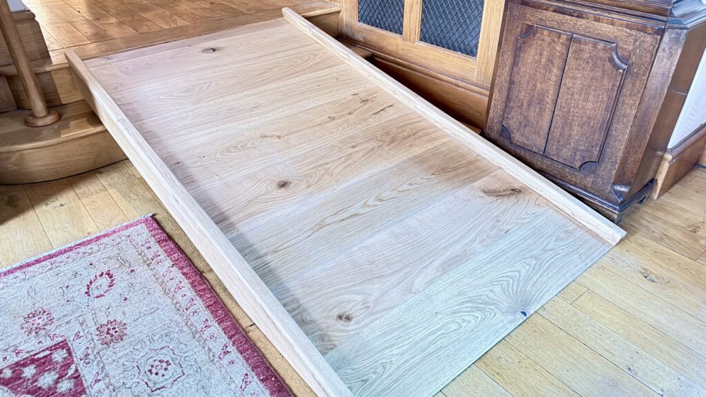 Timber wheelchair access ramp installed inside a home in Bedworth, Warwickshire.