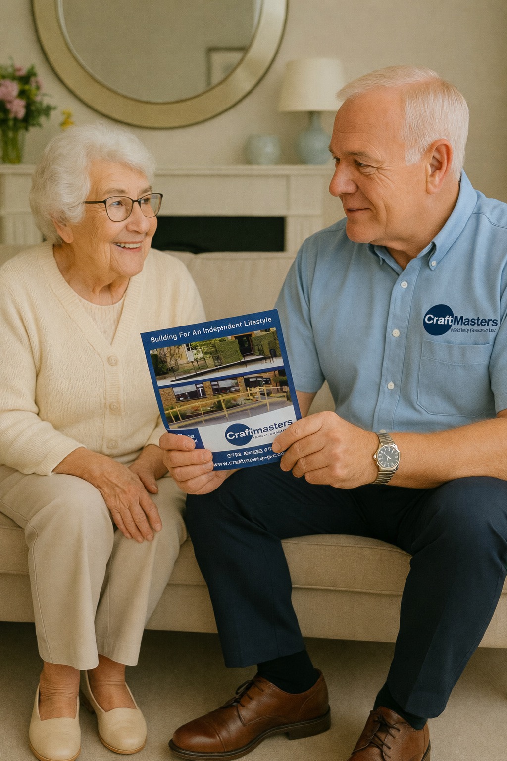 Craftmasters carrying out a home survey for a wheelchair ramp at a property in Solihull.