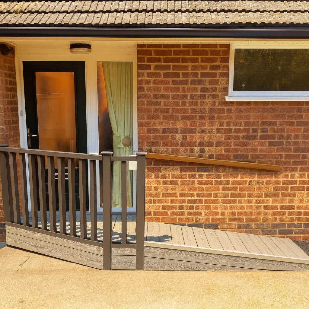 Bespoke composite ramp providing safe and seamless access to a home in Redditch.