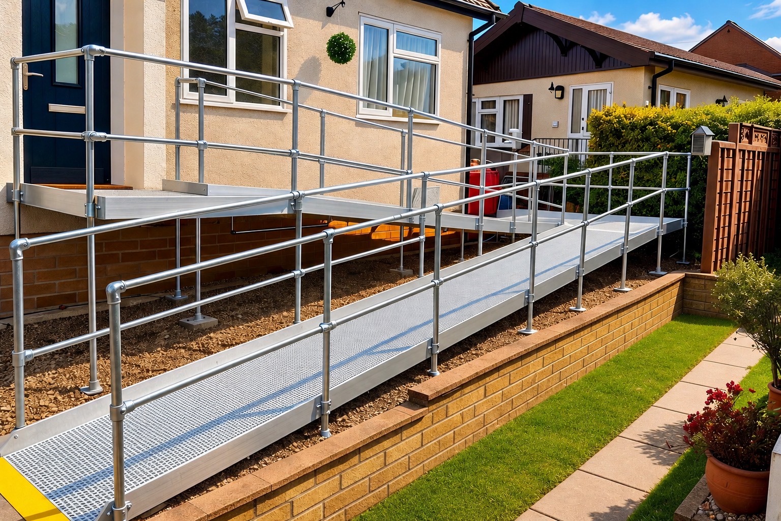 Wheelchair ramp installation at a residential property in Warwickshire by Craftmasters Property Services